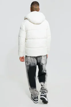 Matt Panel Puffer Jacket | BoohooMAN UK