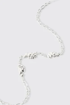 Melted Chain Detial Necklace In Silver | BoohooMAN UK