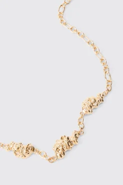 Melted Chain Detial Necklace In Gold | BoohooMAN UK