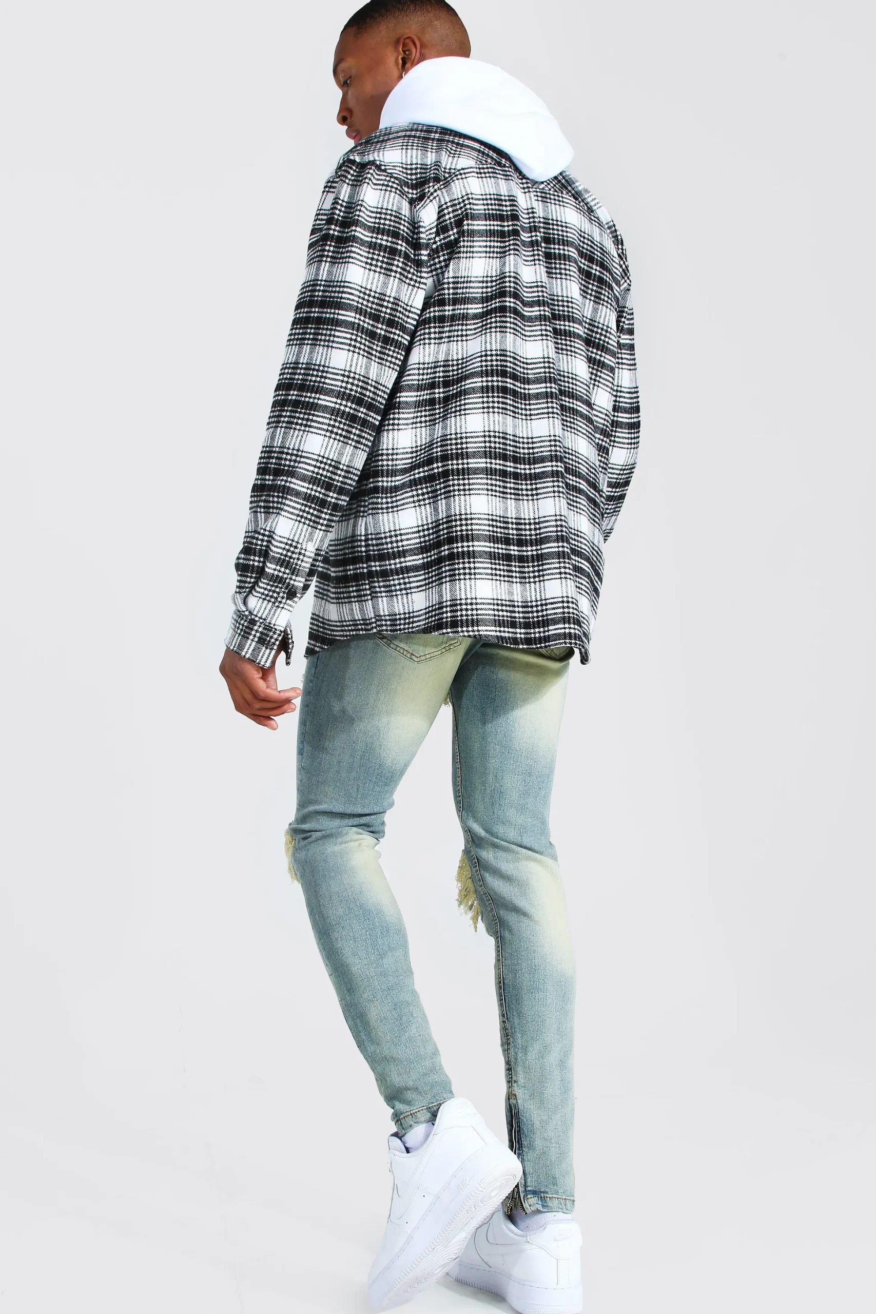 Mens Skinny Stretch Rip And Repair Biker Jeans | BoohooMAN UK