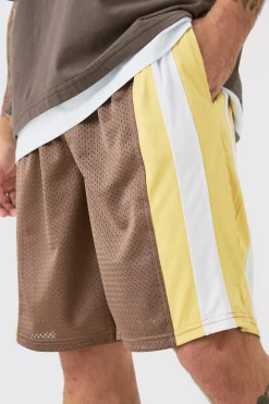 Mesh Colour Block Basketball Shorts | BoohooMAN UK