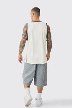 Mesh High Build Print Mesh Vest | BoohooMAN UK