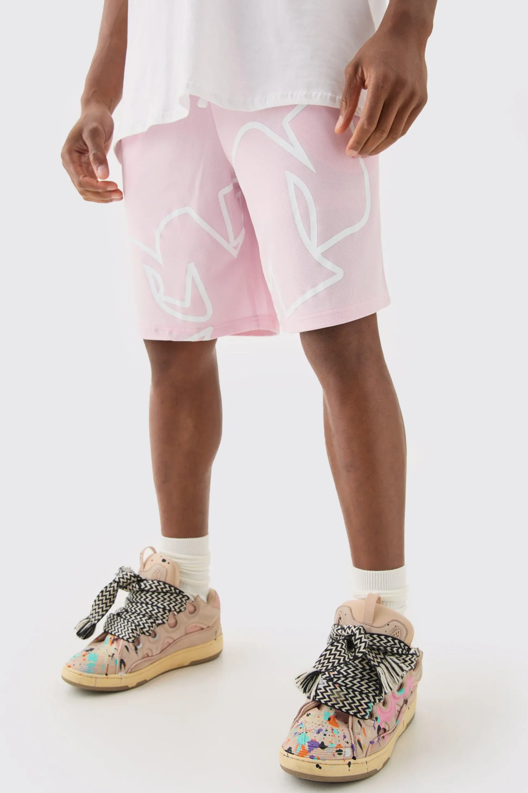 Mesh Printed Basketball Short | BoohooMAN UK