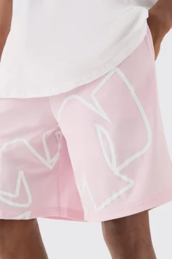 Mesh Printed Basketball Short | BoohooMAN UK