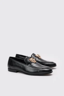 Metal Hardware Loafer In Black | BoohooMAN UK