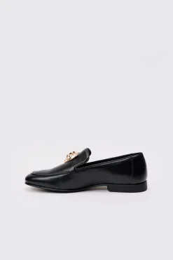 Metal Hardware Loafer In Black | BoohooMAN UK