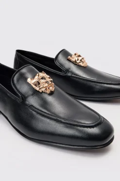 Metal Hardware Loafer In Black | BoohooMAN UK