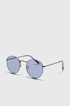 Metal Round Sunglasses | BoohooMAN UK