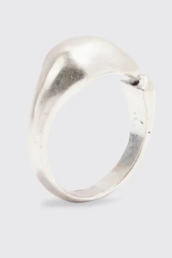 Metal Statement Ring In Silver | BoohooMAN UK