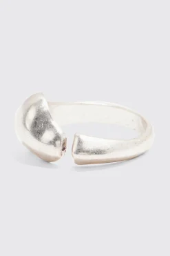 Metal Statement Ring In Silver | BoohooMAN UK