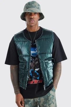 Metallic Boxy Gilet | BoohooMAN UK