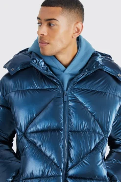 Metallic Boxy Quilted Puffer | BoohooMAN UK