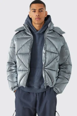 Metallic Boxy Quilted Puffer | BoohooMAN UK
