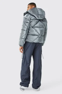 Metallic Boxy Quilted Puffer | BoohooMAN UK
