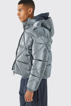 Metallic Boxy Quilted Puffer | BoohooMAN UK