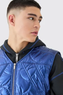 Metallic Quilted Gilet | BoohooMAN UK