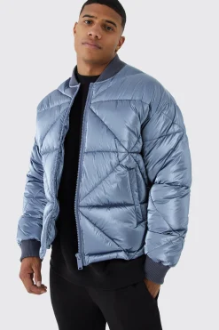 Metallic Quilted Puffer Bomber | BoohooMAN UK