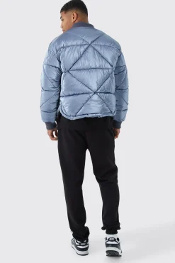 Metallic Quilted Puffer Bomber | BoohooMAN UK