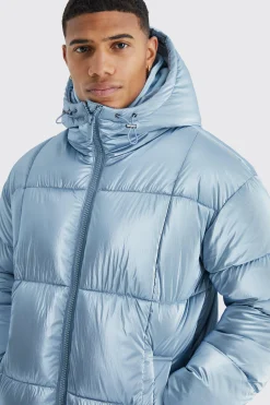 Metallic Square Quilted Puffer | BoohooMAN UK