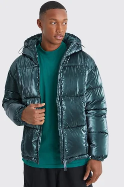 Metallic Square Quilted Puffer | BoohooMAN UK