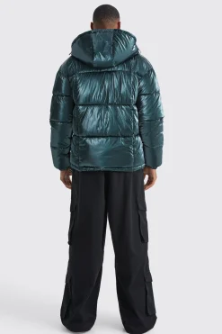 Metallic Square Quilted Puffer | BoohooMAN UK