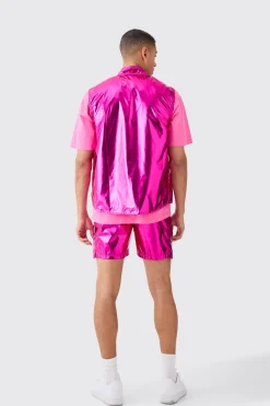 Metallic Vest And Cargo Short Set | BoohooMAN UK