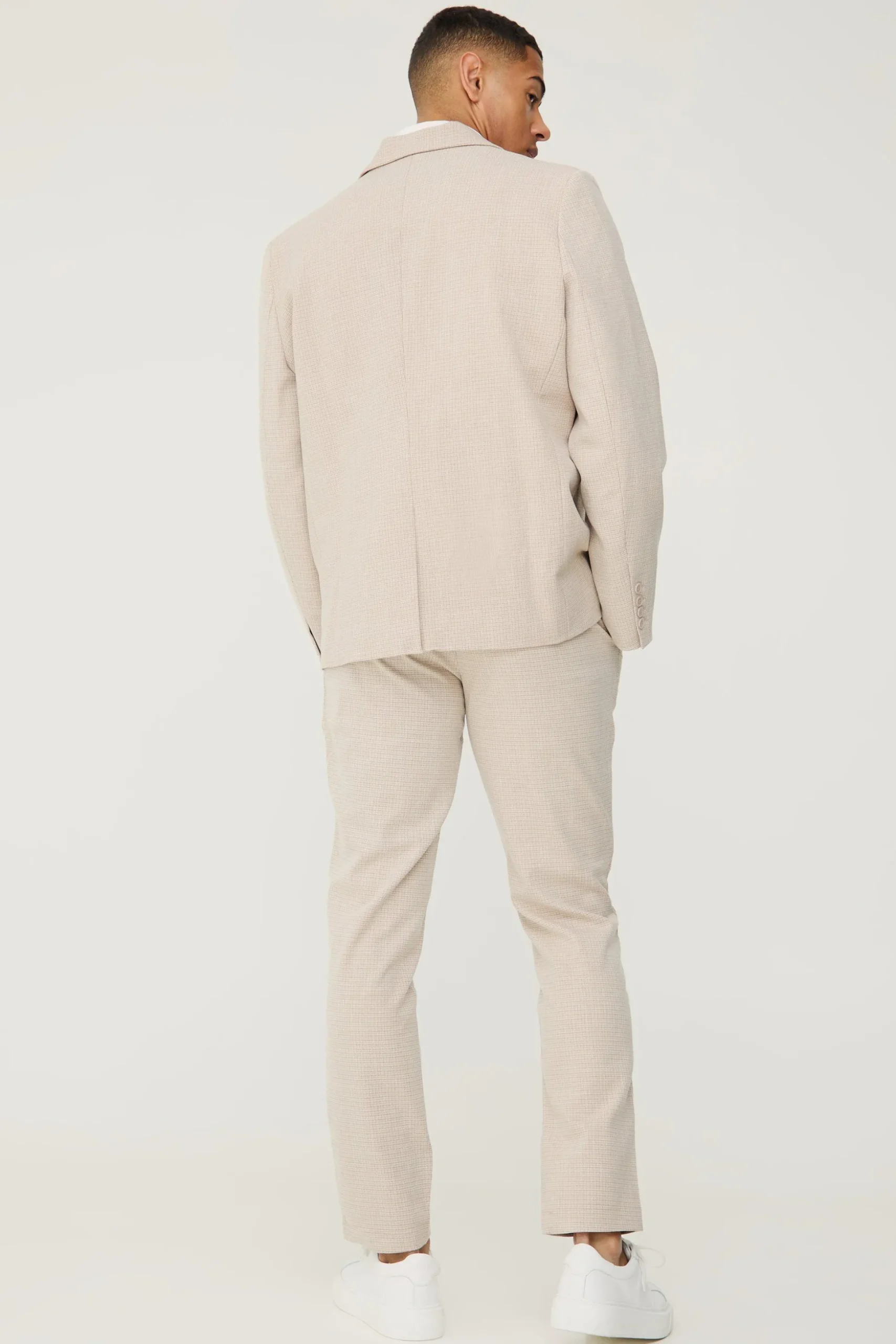 Micro Houndstooth Slim Fit Suit Trousers | BoohooMAN UK