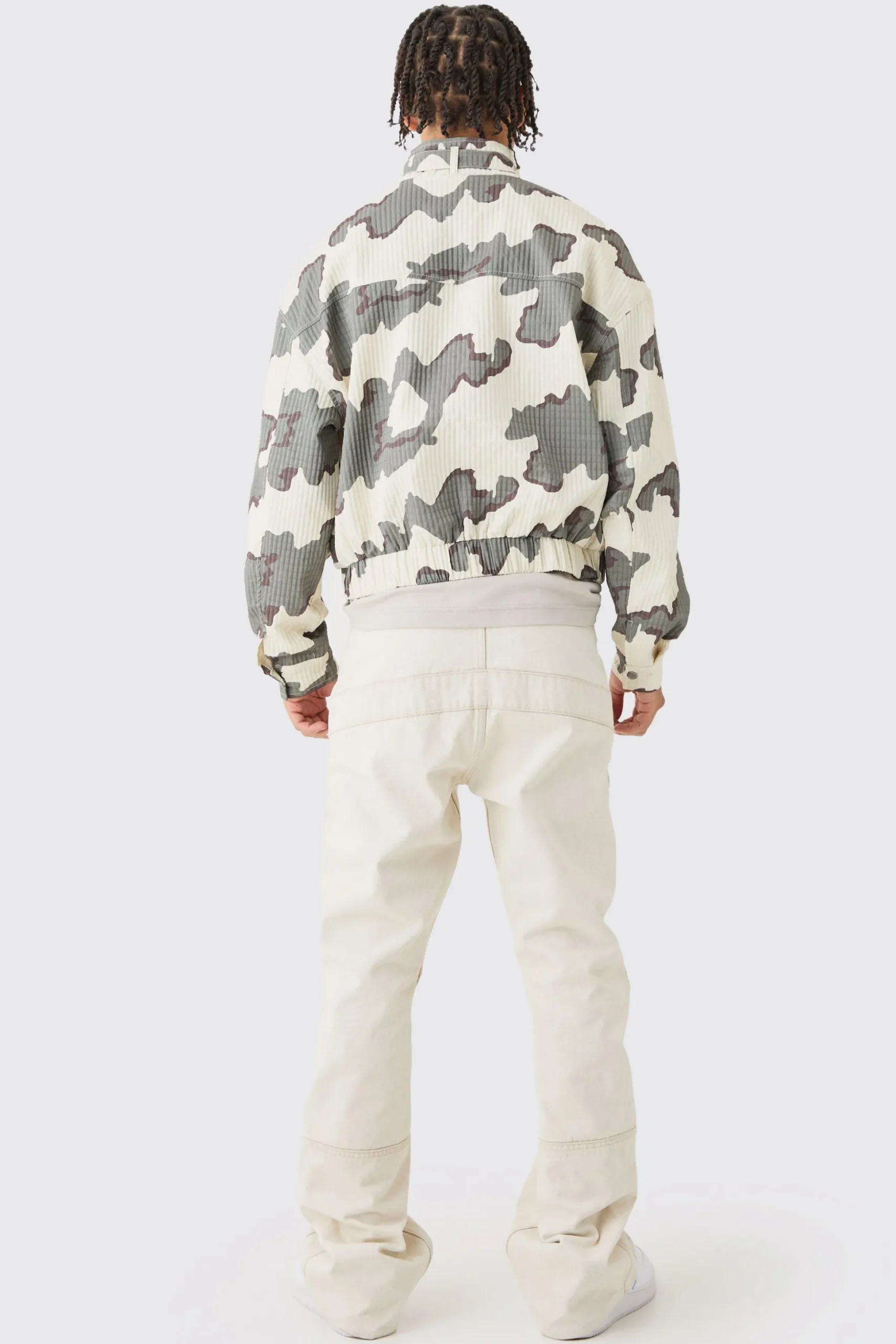 Micro Quilted Camo Strap Detail Bomber | BoohooMAN UK