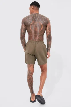 Mid Length Plain Swim Shorts | BoohooMAN UK