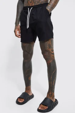 Mid Length Plain Swim Shorts | BoohooMAN UK