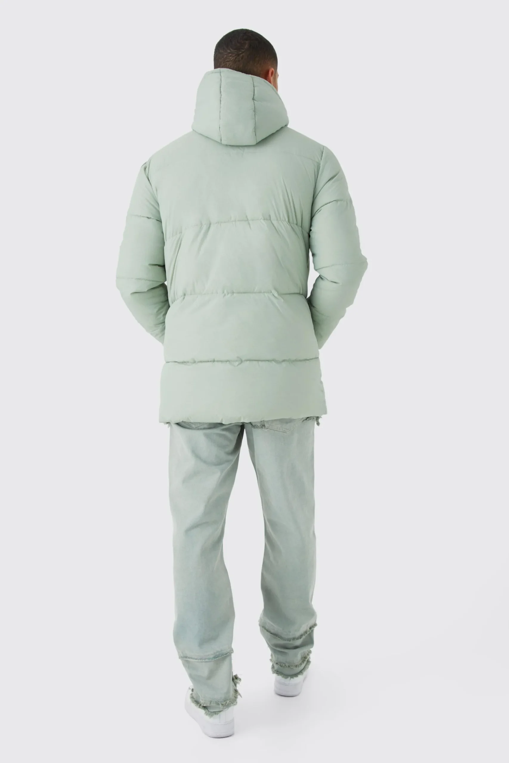 Mid Length Puffer Parka | BoohooMAN UK