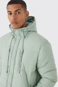 Mid Length Puffer Parka | BoohooMAN UK