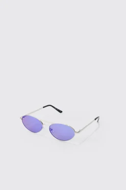 Mirror Lens Sunglasses In Blue | BoohooMAN UK
