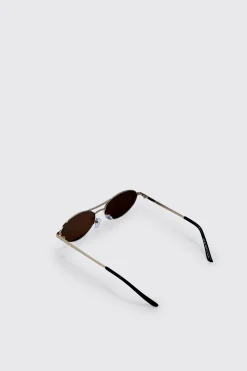 Mirror Lens Sunglasses In Blue | BoohooMAN UK