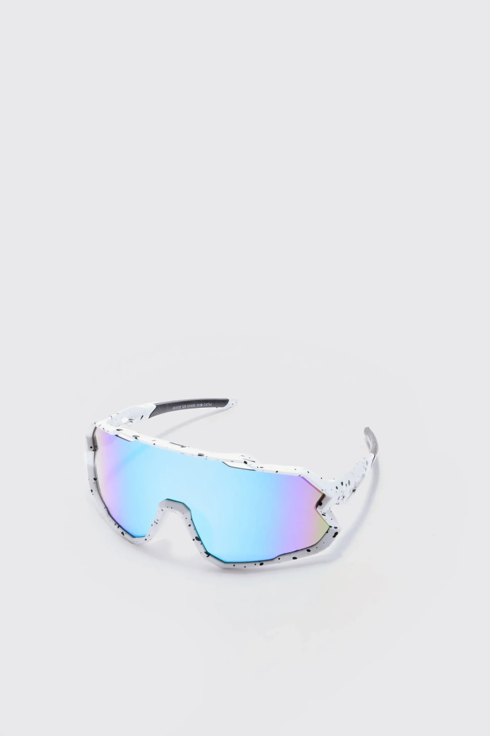 Mirror Lens Visor Sunglasses In White | BoohooMAN UK
