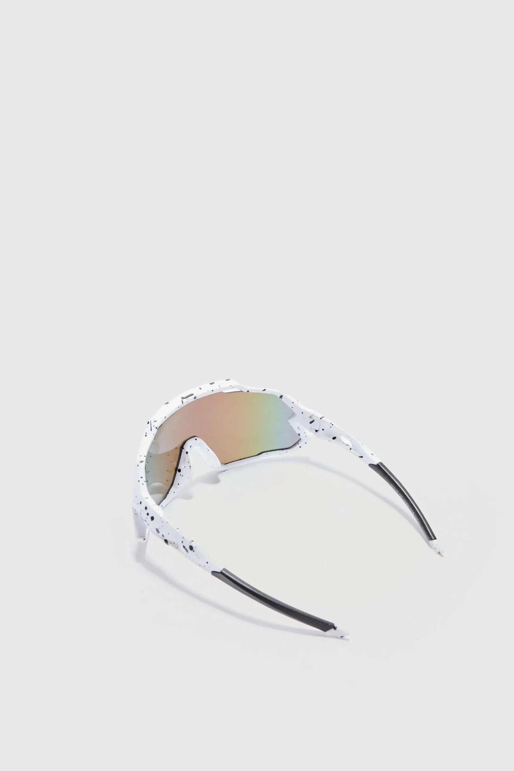 Mirror Lens Visor Sunglasses In White | BoohooMAN UK