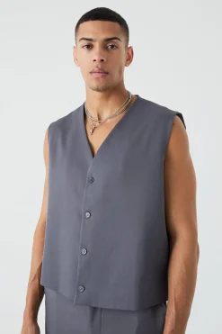 Mix & Match Boxy Tailored Waistcoat | BoohooMAN UK