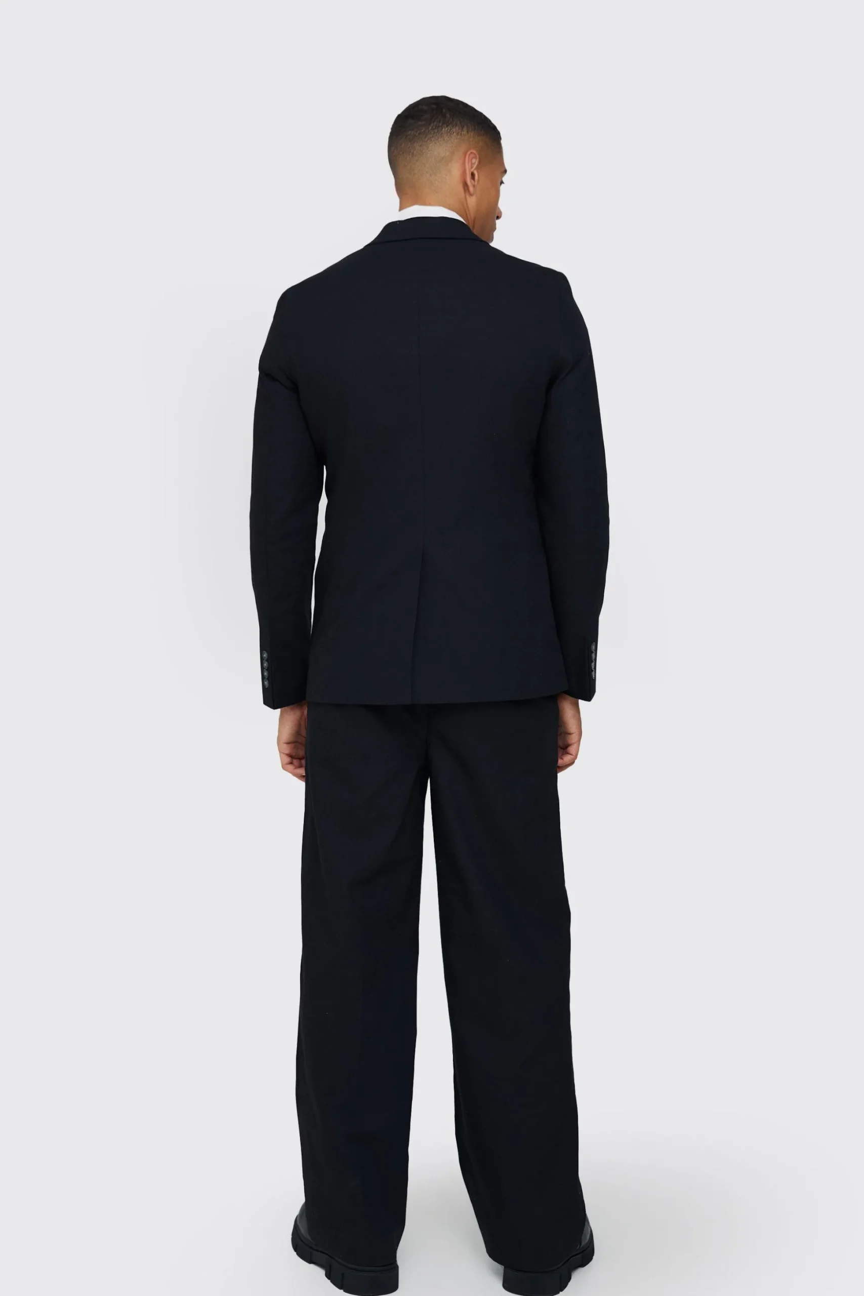 Mix & Match Linen Blend Slim Fit Blazer | BoohooMAN UK