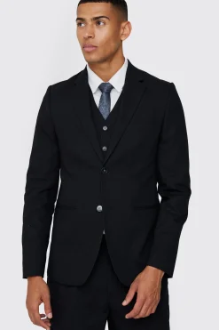 Mix & Match Linen Blend Slim Suit Set | BoohooMAN UK