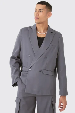 Mix & Match Oversized Double Breasted Blazer | BoohooMAN UK