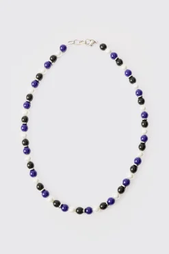 Mixed Bead And Pearl Necklace | BoohooMAN UK