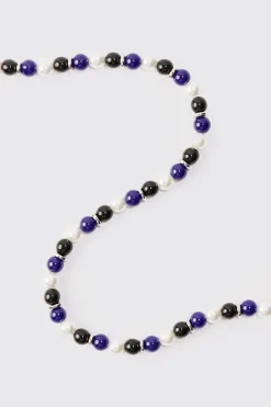 Mixed Bead And Pearl Necklace | BoohooMAN UK