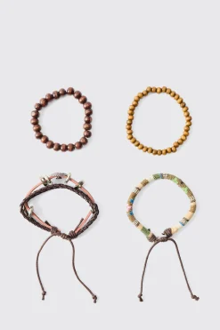 Mixed Bead Compass Bracelets | BoohooMAN UK