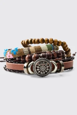 Mixed Bead Compass Bracelets | BoohooMAN UK
