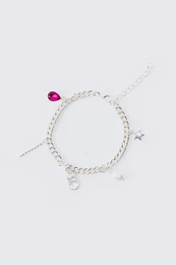 Mixed Pendant Bracelet In Silver | BoohooMAN UK