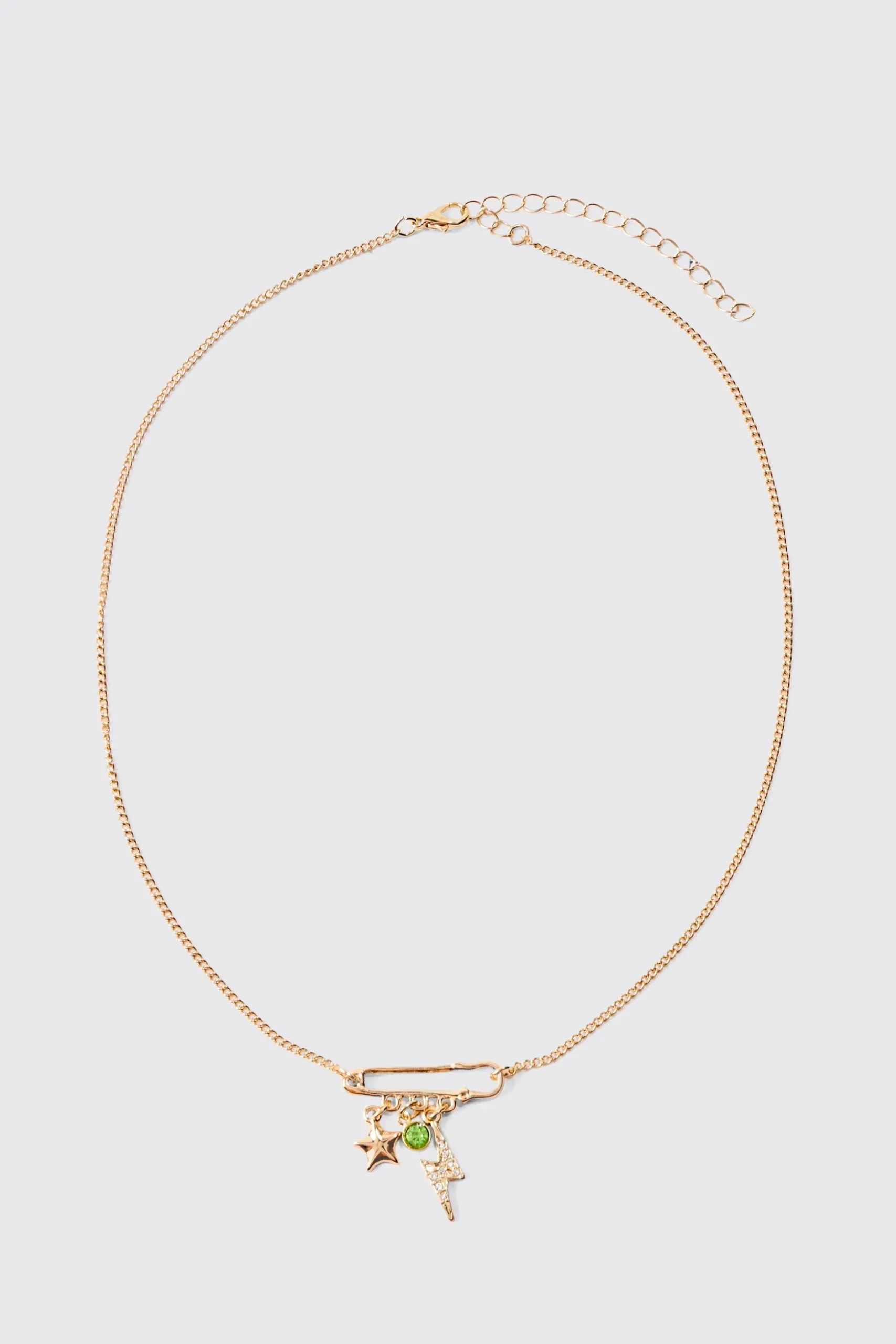 Mixed Pendant Loop Chain Necklace In Gold | BoohooMAN UK