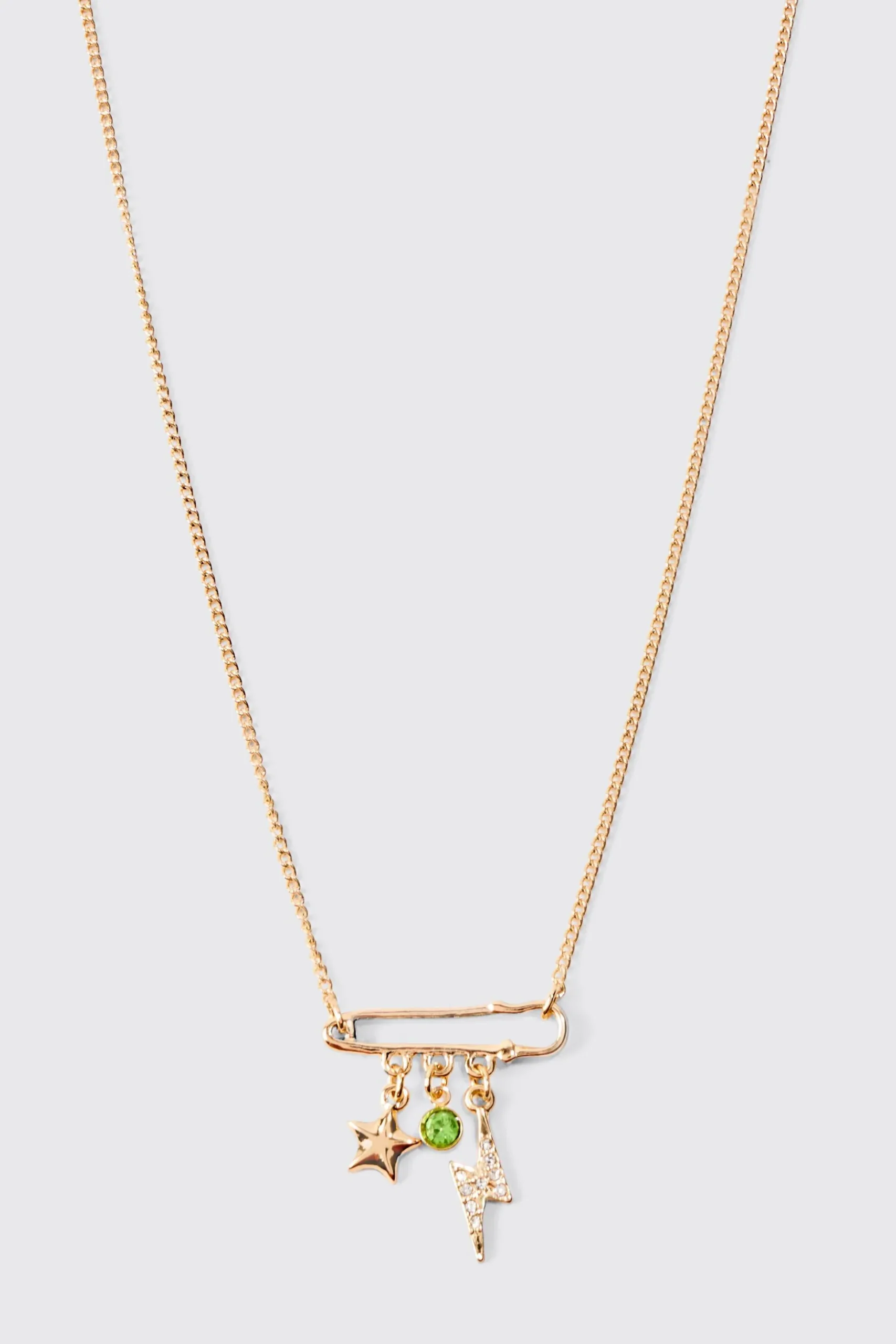 Mixed Pendant Loop Chain Necklace In Gold | BoohooMAN UK