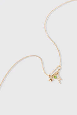 Mixed Pendant Loop Chain Necklace In Gold | BoohooMAN UK