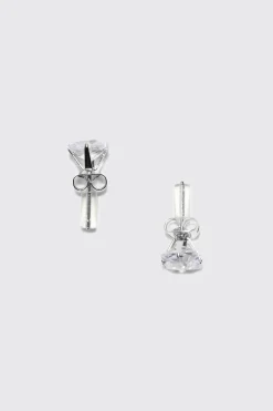 8mm Square Stud Diamante Earrings | BoohooMAN UK