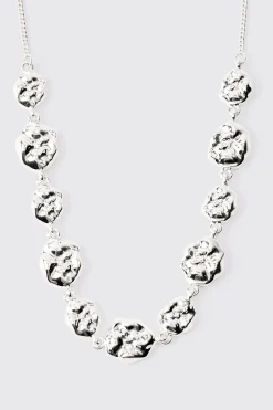 Molten Effect Chunky Necklace In Silver | BoohooMAN UK